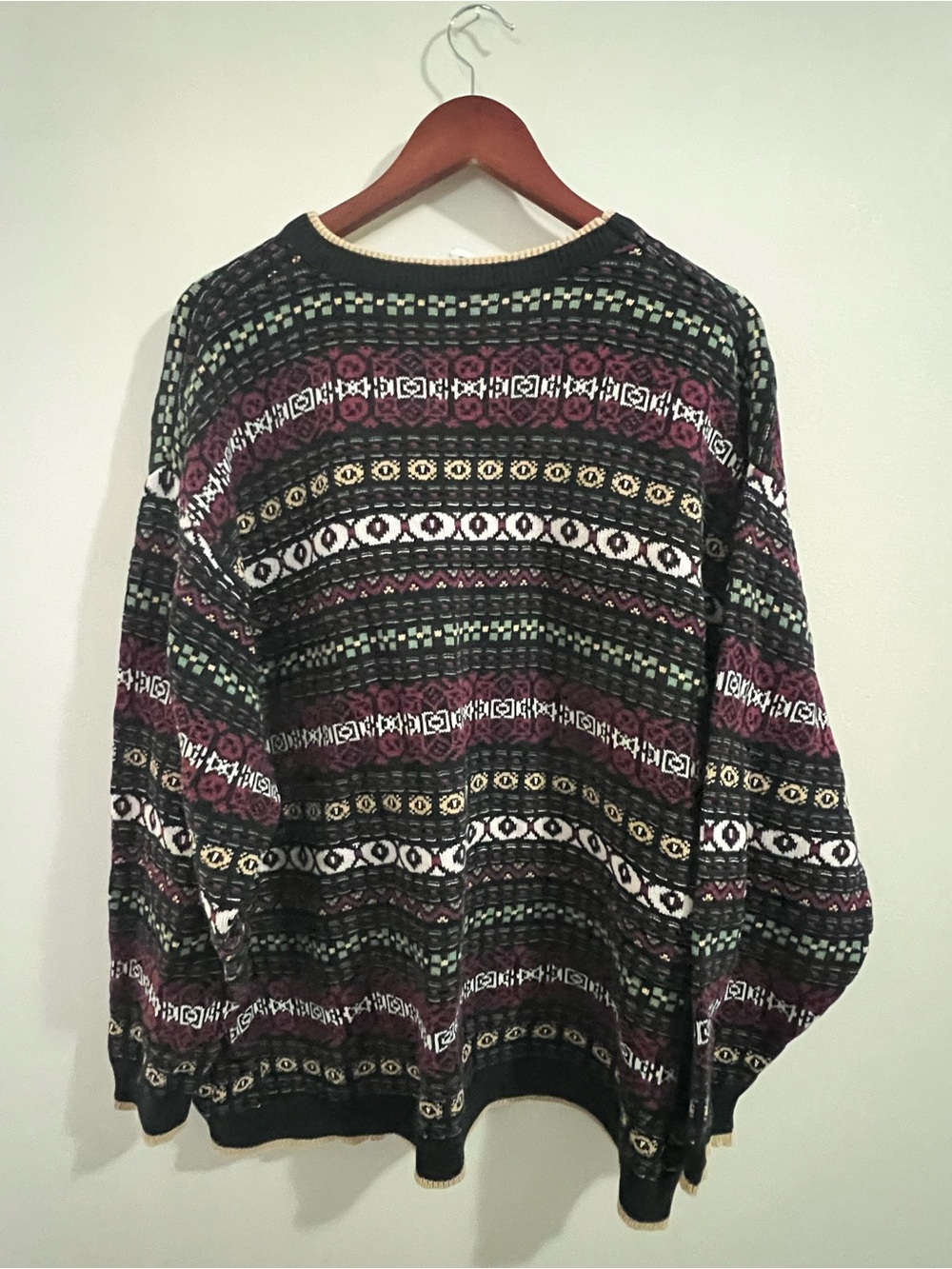 Vtg Cotton Ginny Canada 100% Cotton Knit Sweater Plus Size 90s Grandpa Pattern